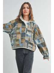 Patchwork Print Multicolor Sweatshirt - BMT7495