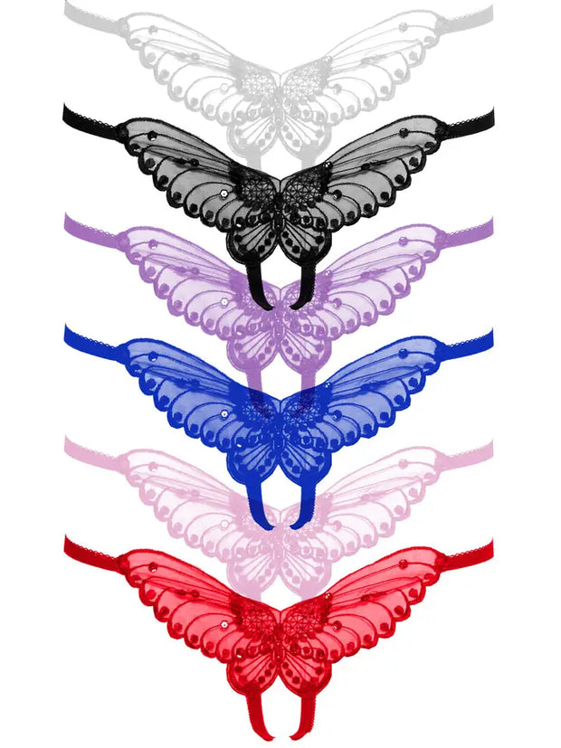 Butterfly Crotchless Sequin Thong Dozen Assorted Pack