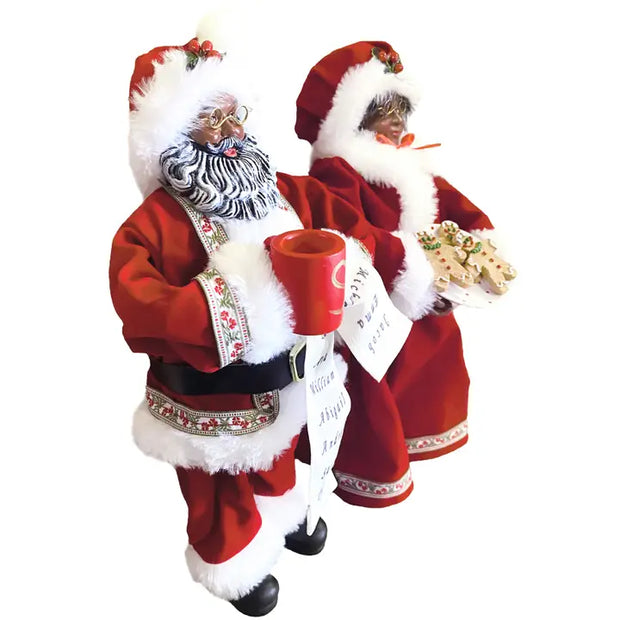 12" Black Mr. and Mrs. Claus, Set of 2