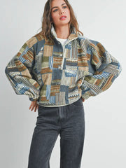Patchwork Print Multicolor Sweatshirt - BMT7495