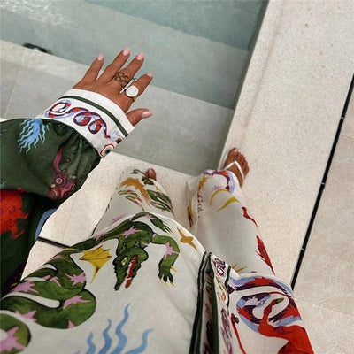 Floral Print Long Sleeve Shirt and Pants Set