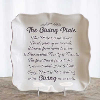 Giving Plate Square Platter White/Gray