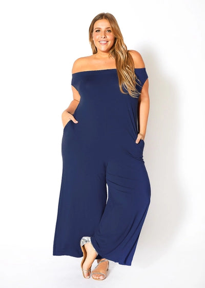 Bellatrix Plus Size Off Shoulder Wide Leg Jumpsuit