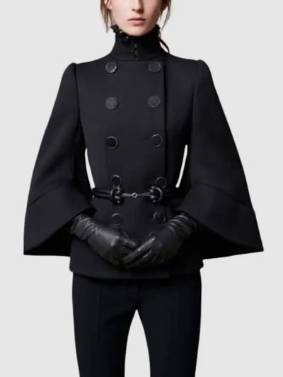 Urban Flared Solid Color Stand Collar Jackets