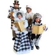 15" To 18" Black and White Plaid Black Carolers, Set of 4
