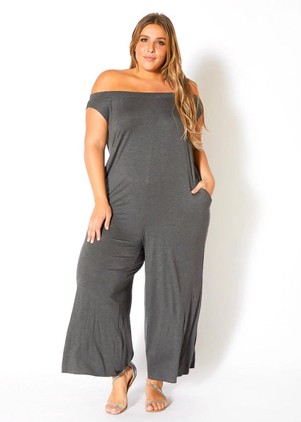Bellatrix Plus Size Off Shoulder Wide Leg Jumpsuit