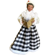 15" To 18" Black and White Plaid Black Carolers, Set of 4