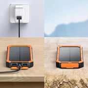 Orange - Solar Wireless Charging Power Bank w/ Flashlight