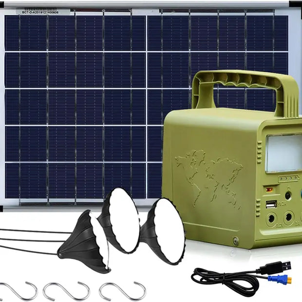 Solar Generator - Portable Power Station For Emergency ,Solar Powered Generator with Panel Including 3 Sets Led Light