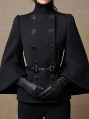 Urban Flared Solid Color Stand Collar Jackets