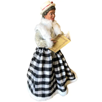 15" To 18" Black and White Plaid Black Carolers, Set of 4