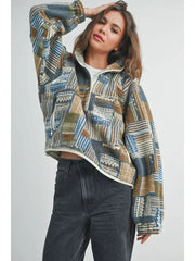 Patchwork Print Multicolor Sweatshirt - BMT7495