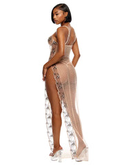 Just Peachy Embroidered Nightgown Lingerie Set - Peach