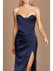 Long Satin Formal Evening Dress