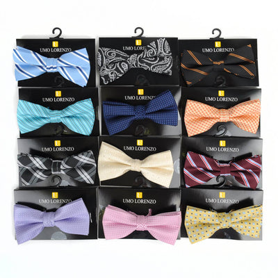 12pc Men's Boxed Bow Tie and Hanky with Lapel Pin Set