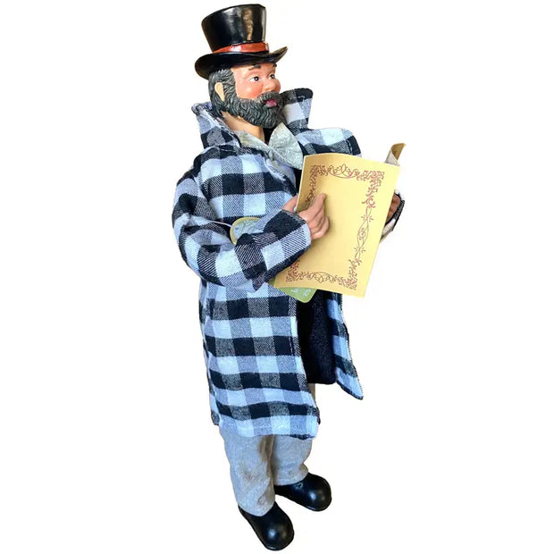 15" To 18" Black and White Plaid Black Carolers, Set of 4