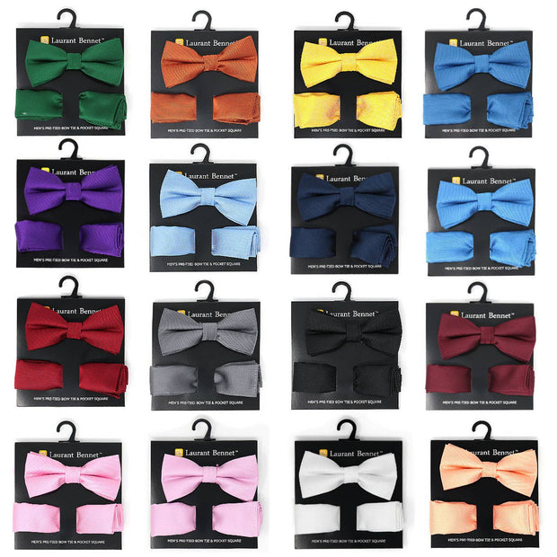 12pc Men's Boxed Bow Tie and Hanky with Lapel Pin Set