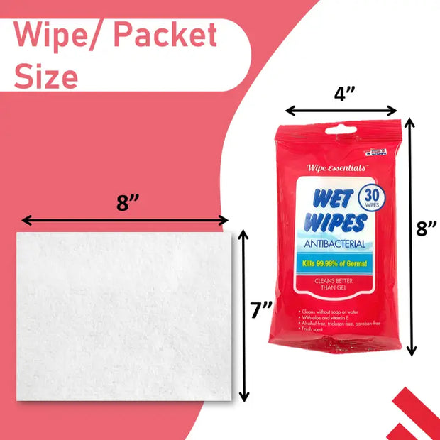 Wipeessentials Anti-Bacterial Wipes- 30 Ct Soft Pack