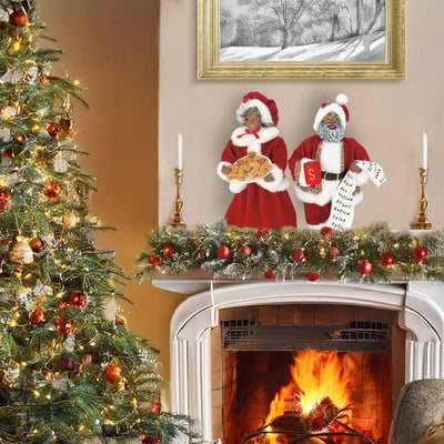 12" Black Mr. and Mrs. Claus, Set of 2
