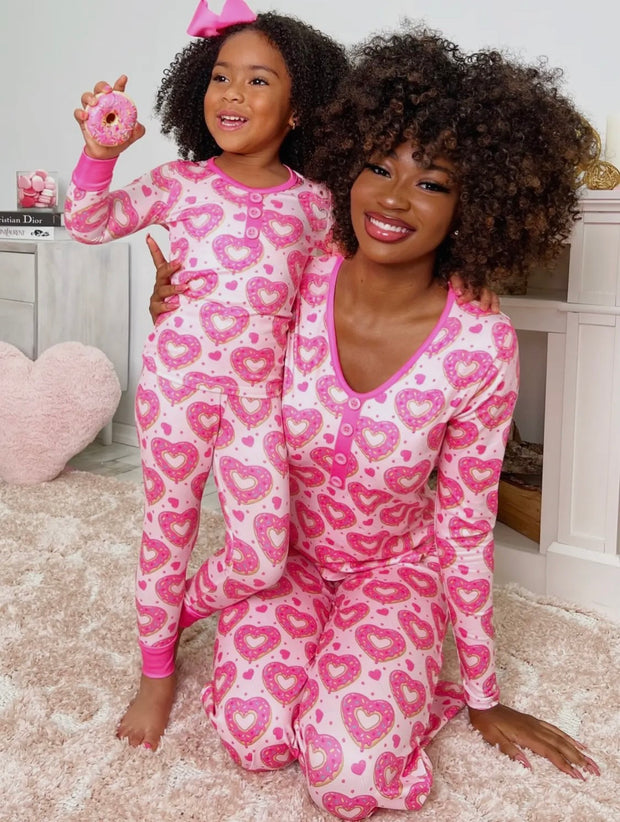 Mommy & Me Heart Donut Pajama Set