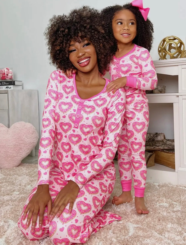 Mommy & Me Heart Donut Pajama Set