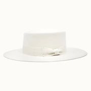 Vida - 100% Wool Felt Gambler Hat, Satin Lined, Unisex, Ivory
