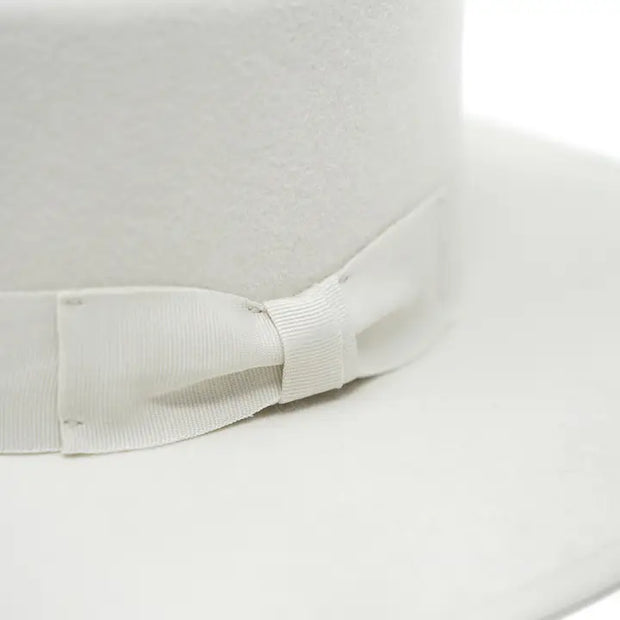 Vida - 100% Wool Felt Gambler Hat, Satin Lined, Unisex, Ivory
