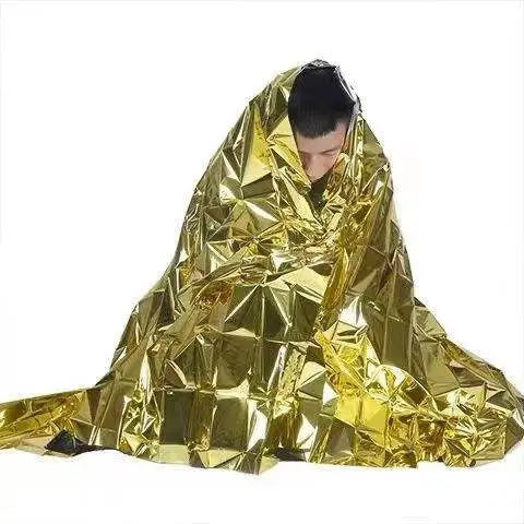 Thermal Blankets, Silver Gold Foil Survival Blanket Space Blanket Survival Kit For Outdoors, Camping, Hiking, Survival or First Aid (Gold, 1pc)(10 Pack)