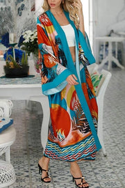 Graphic Maxi Kimono Cardigan