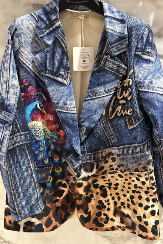 Luden One Size Italian Parrot Leopard Print Blazer LOOWIE