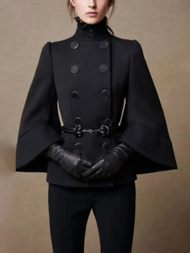 Urban Flared Solid Color Stand Collar Jackets