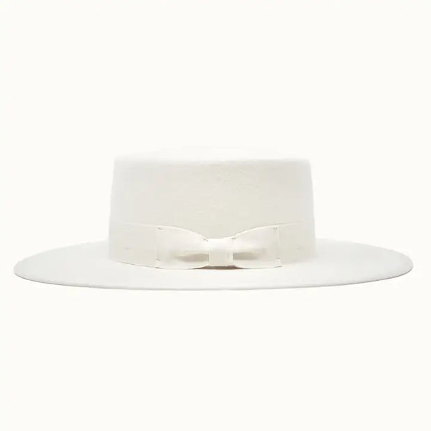 Vida - 100% Wool Felt Gambler Hat, Satin Lined, Unisex, Ivory