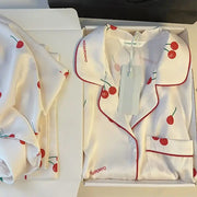 Ice Silk Pajamas Long Sleeve Spring and Autumn French Simple High-End Silk