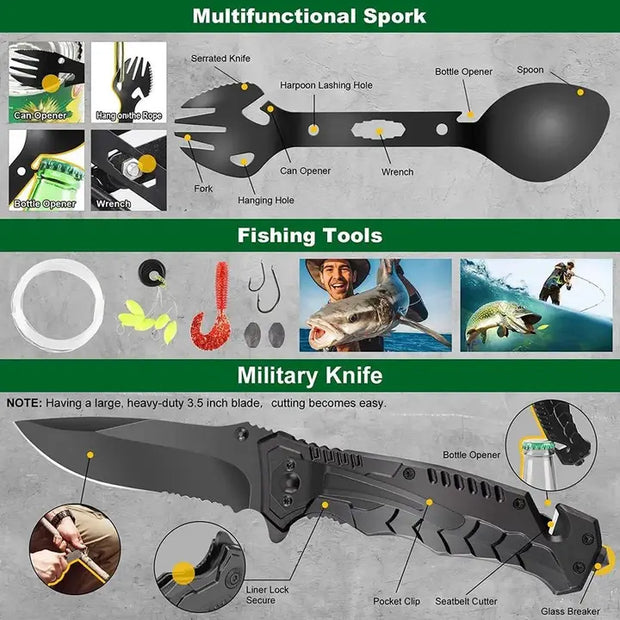 High Quality Perfect Gift Survival Gear Kit Camping Accessor