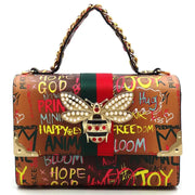 GP2728W Multi Graffiti Queen Bee Stripe 2-in-1 Boxy Satche