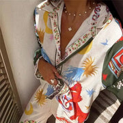 Floral Print Long Sleeve Shirt and Pants Set