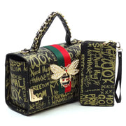 GP2728W Multi Graffiti Queen Bee Stripe 2-in-1 Boxy Satche